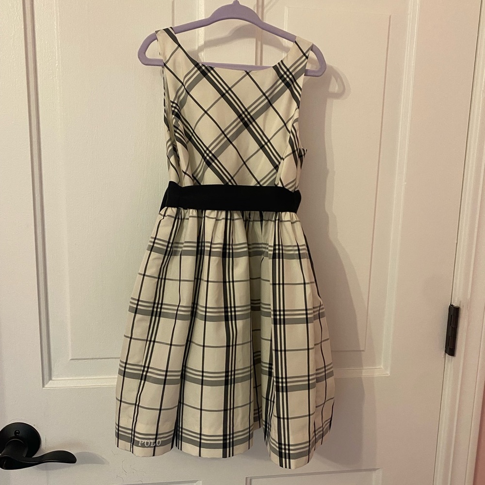 Polo Ralph Lauren Girl's Plaid Taffeta Dress - Cream and Black